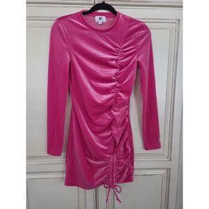 Juicy‎ Couture Velour Bodycon Dress Women's Small Ruched Pink Sexy Party Event